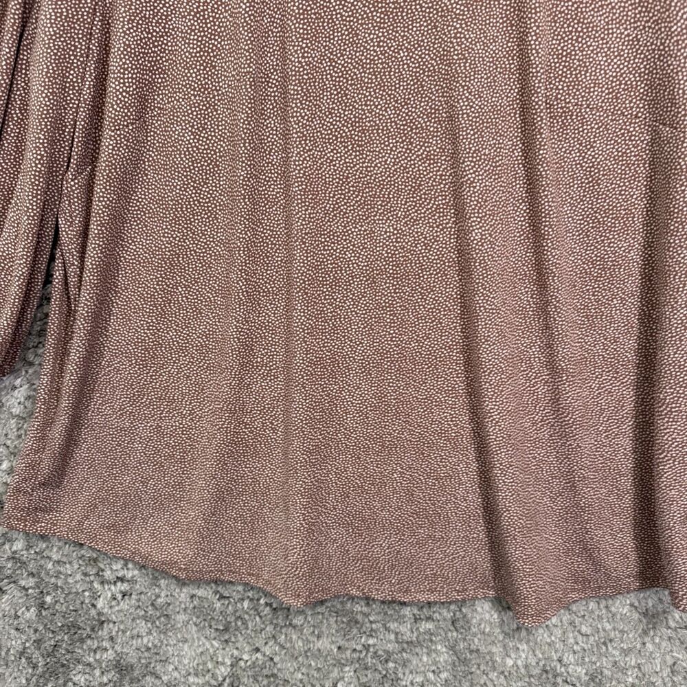 Adrianna Papell Blouse Top Size 1X Polka Dot Taupe Neutral Stretch 3/4 Sleeve - Picture 3 of 10